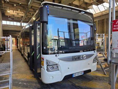 a bus that is parked inside of a building
