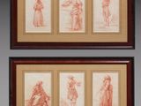 deux dessins encadrés représentant un homme et une femme se faisant face