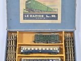 a box with a train set inside of it