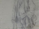 dessin représentant un vieil homme avec une canne et un chapeau