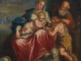 une image représentant un tableau d'une famille avec un chien et un chat