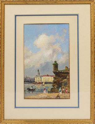 Ecole russe (XXe siècle) Devant la foreteresse Pierre et Pau…