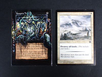 two cards on the table that have a picture on them
