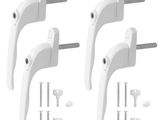 two white door handles with screws and screws attached to them
