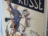 affiche représentant un homme à cheval, une lance à la main
