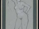 l'image d'un dessin représentant une femme en robe blanche