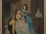 painting of a woman combing another woman ' s hair in a room