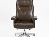 brown leather office chair on casteors on a white background