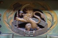 Tréteau hollandais - polychrome - sculpté d'un lion hollanda… (photo 2)