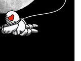 a drawing of a person floating in the air with a balloon