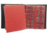 an image of a red folder with coins in it on a white background