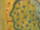 an image of a painting of a person ' s head with a puzzle piece in it
