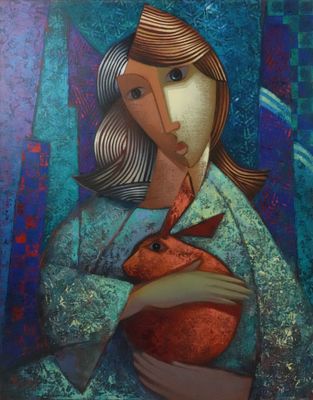 une image d'une peinture représentant une femme tenant un chat