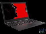 a laptop with a red screen and a black background