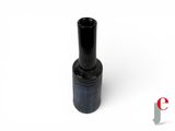 a close up of a black pipe on a white background