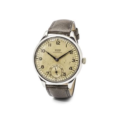 une image d'une montre-bracelet avec un bracelet en cuir marron