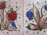 deux dessins de fleurs peints sur un carreau