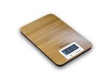 wooden cutting board with digital display on white background