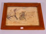 framed picture of a painting of two men on horseback in a desert landscape