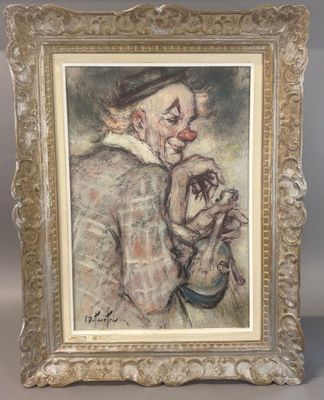 painting of an old man holding a dog in his hand