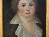 portrait d'une jeune fille vêtue d'une robe noire à col à volants blancs