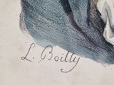 painting of a dog laying down on a blanket with the word looty written on it