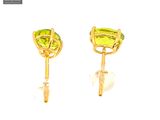 pair of yellow gold plated earrings with peridot stones
