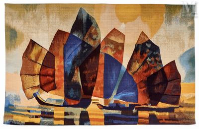 an image of a painting of a sailboat on a body of water