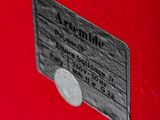 a close up of a red box with a label on it