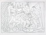 dessin représentant un groupe de nus dans une pièce dotée d'une fenêtre