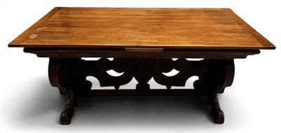 a wooden table with a wooden top on a white background