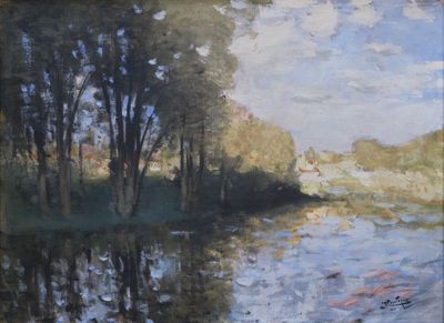 MONTEZIN Pierre Eugène (1874-1946). Paysage au bord de l'eau…