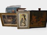 three framed pictures of a woman and a man
