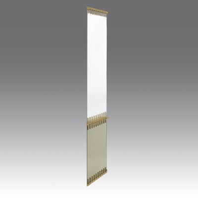 an image of a tall mirror with a gold trim around the edge