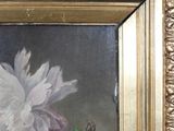 a picture of a painting of a flower in a gold frame
