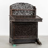 Bureau Davenport anglo-indien en bois richement sculpté, ave… (photo 2)
