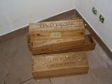 two wooden boxes that are sitting on the floor