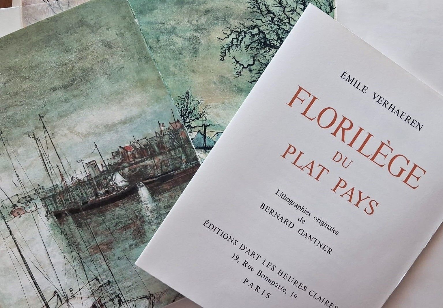 VERHAEREN (Émile), illustrations de Bernard GANTNER : "Florilège du plat pays" (Paris, Les Heures feuilles Claires, 1...