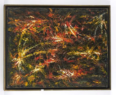 peinture abstraite dans un cadre noir sur fond blanc