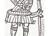 le dessin d'un homme en armure tenant une épée