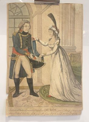 a drawing of a man and a woman in formal clothing