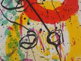 the cover of a book with an abstract painting on it