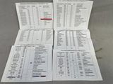 three sheets of paper with numbers on them sitting on top of a table