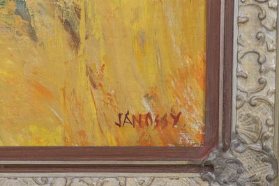 an image of a painting of a yellow field with a bird in it