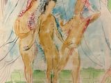 a drawing of three nudes standing next to each other