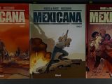 three books of mexicana and mexicana are on a shelf