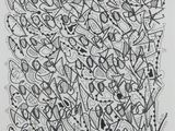 un dessin en noir et blanc représentant un grand nombre de lettres