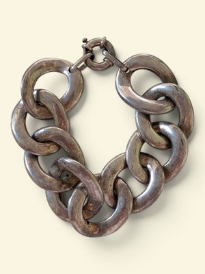 chunk chain bracelet in antique silver - plated brass