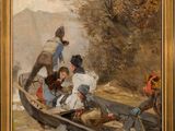 une image représentant un tableau où l'on voit un groupe de personnes dans un bateau