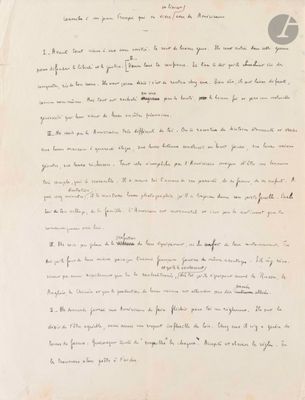 André MAUROIS. Manuscrit autographe signé, Conseils à un jeu…